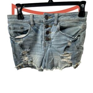 Sun & Shadow Light Blue Distressed Jean Shorts